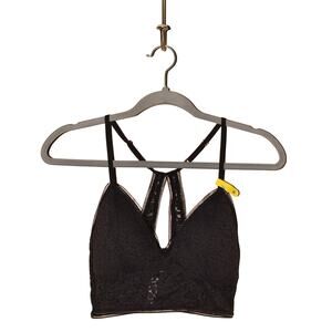 MAIDENFORM NEW $38 M Stretch Lace Longline‎ Wireless Bralette Black Medium